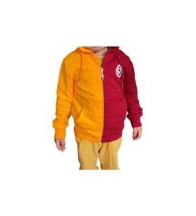 Galatasaray Lisanslı Sarı Kırmızı Kapşonlu Fermuarlı Çocuk Sweat