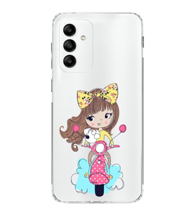 Samsung Galaxy M13 Kapak Vespagirl Tasarımlı Şeffaf Silikon Kılıf