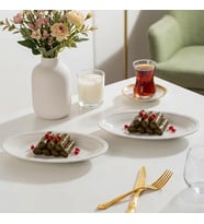 4464 Beliz Porselen Kayık Tabak Seti - Oval Kahvaltılık Sunumluk Seti 20cm 2 Adet