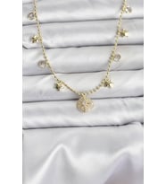 Pirinç Gold Renk Zirkon Taşlı Kutup Yıldızı Model Kadın Kolye 5886 - LOHO7127-1600