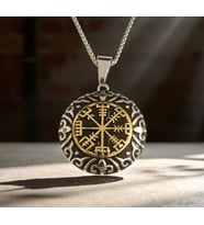 Viking Pusula Çelik Kolye Ucu (Gümüş)