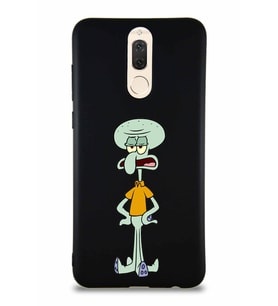 Huawei Mate 10 Lite Soft Premier Kapak Squidward Dokunaç Tasarımlı Silikon Kılıf - Siyah (Şeffaf)