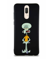Huawei Mate 10 Lite Soft Premier Kapak Squidward Dokunaç Tasarımlı Silikon Kılıf - Siyah (Şeffaf)
