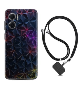 Xiaomi Redmi Note 11E Kılıf Silikon Boyun Askılı İpli Desenli Silikon Renkli Prizmalar 1783