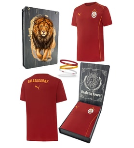 Galatasaray Orijinal Lisanslı Sıfır Yaka Kırmızı Antrenman 5 Yıldızlı T-Shirt + Bileklik