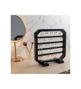 Modern Siyah Küpe Standı, Takı Düzenleyici, Takı Standı , Kolye askısı , 4 bölmeli Organizer