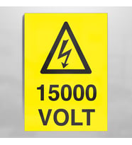 15000 Volt Uyarı Levhası 50x70cm (Karışık)