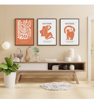 Turuncunun Büyüsü Matisse  Duvar Tablosu Çerçeveli 3'lü Set Siyah Renk 30 x 42 Boyut/Ebat (Standart)