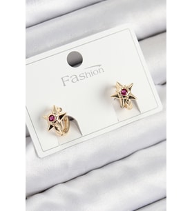 Pirinç Zirkon Taşlı Yıldız Model Gold Renk Çocuk Küpe 5886 - SSSSSS7822-1372