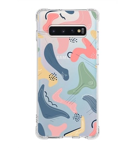 Samsung Galaxy S10 Plus  Köşe Korumalı Antişok Kapak Abstract Tasarımlı Şeffaf Silikon Kılıf