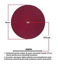 Dart Arkalığı. Yuvarlak model. Bordo renk. 12mm / 72cm çap.