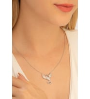 Vog -  Zirkon Taşlı Anka Kuşu Motifli Gümüş Kolye