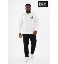 Erkek Büyük Beden Yelken Baskılı Bisiklet Yaka Sweatshirt SPR26BSW956-11 (Ekru)