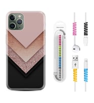 Apple iPhone 11 12 13 14 Pro Max Kılıf Kablo Koruma Spiral Silikon Great Marble 1405