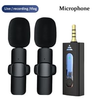 Kablosuz Çift Yaka Vlog Mikrofonu (3.5mm - Çok Yönlü Kondenser Mikrofon Cep Telefon - Müzikseti - Seslendirme Anfi)