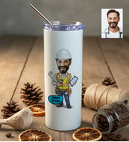 Kişiye Özel Karikatürlü İnşaat Mühendisi Pipetli Matara Mühendisler Günü Hediyesi