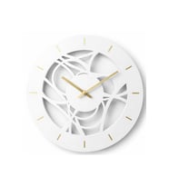 RETICOLO Modern Soyut Ahşap Duvar Saati 40 cm. Beyaz Renk