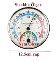 -30° / +50° Sıcaklık ve nem Ölçer Termometre - Analog Ekran ( Bebek Odası Nem Ölçer - Termometre )