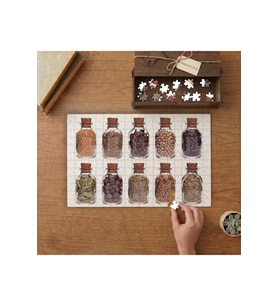 Baharat Şişeleri - Çeşitli Baharatlar Tasarımı 240 parça Ahşap Puzzle Ahşap Kutuda MP01711