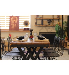 Ntconcept Açık Ceviz Renk Kalın Kenar Masif Doğal Ağaç Yemek Masası(85cm-180cm)