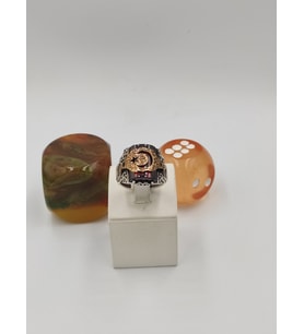 KIRMIZI KEHRİBAR TAŞLI AYYILDIZ  925 AYAR 24 MM  14,50 G. ERKEK YÜZÜĞÜ (Silver)