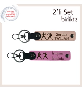 Aikido’nun Akışkan Gücüne Uygun, İsme Özel Yazılı 2’li Anahtarlık Takımı, Yavru Ağzı-Pembe