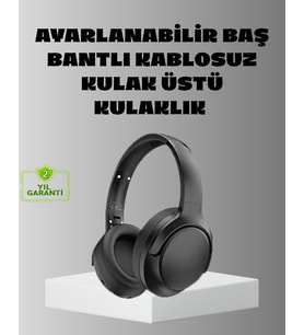 Siyah Kablosuz Bluetooth Kulaklık 300 mAh Hızlı Şarj Katlanabilir Pedli