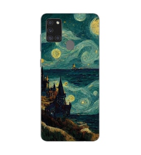 Samsung Galaxy A21S Uyumlu Van Gogh Tasarımlı Şeffaf Telefon Kılıfı