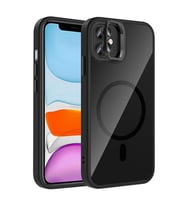 Coverzone iPhone 11 ile Uyumlu Z-Etro MagSafe Wireless ?arj Destekli, G��l� Manyetik Tutucu, Stand Olabilen, Kamera Lens Hediyeli Koruyucu K?l?f Siyah