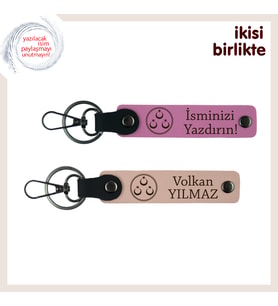 Aşkın ve Sadakatin Sembolü – Eşe Özel Üç Ayyıldız Desenli Anahtarlık Takımı, Pembe-Yavru Ağzı