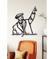 Gowpenart Atatürk "İstikbal Göklerdedir" Dekoratif Siyah Metal Duvar  Ev & Ofis Tablosu Hediye Tablo
