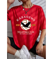 Unisex Karasuno Baskılı T-shirt (Kırmızı)