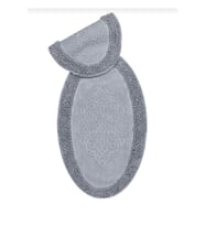 Cotton Special %100 Pamuk 2'li Oval Osmanlı Desen Pamuklu Klozet Takımı Gri