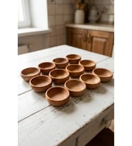 12 Parça Doğal Ahşap Çerezlik Kaseler - 9cm Kahvaltılık ve Meze Sosluk Seti