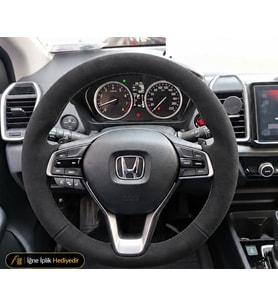 Honda City Dikme Direksiyon Kılıfı Alcantara Süet Monza Black GN Elegance-Executive 2021-2026