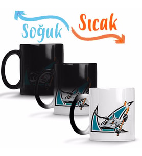 Shark Hockey Team Logo Sihirli Kupa Bardak Porselen