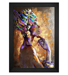 Kadın Motifli Kanvas Tablo 50 x 70 cm Siyah Çerçeve
