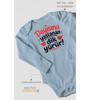 Dayısına yaslanan dik yürür Uzun Kollu Çıtçıtlı Bebek Body