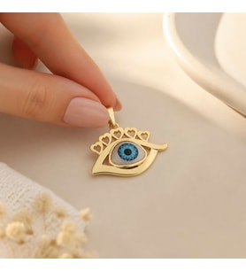 XUPİNG JEWELRY GÖZ KOLYE KALPLİ CHARM (Sarı)