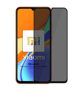 Microsonic Xiaomi Redmi 10A Privacy 5D Gizlilik Filtreli Cam Ekran Koruyucu Siyah