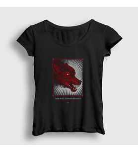 Presmono Kadın Siyah Wolf Der Weg Einer Freiheit T-Shirt 389808tt