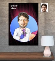 Kişiye Özel Karikatür Baskılı Ahşap Tablo Tıp Bayramı Doğum Doktoru Erkek-3 30x40
