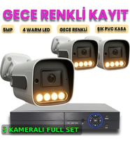XMPRO Gece Renkli Gösteren 3 Kameralı 5 Megapiksel Güvenlik Kamerası Seti