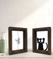 Bk Gift Banyo Dekoratif 2'li Doğal Masif Ahşap Çerçeve 15x20cm-3 (Beyaz)