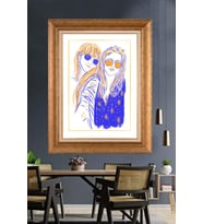 Altın Varaklı  Çerçeveli Paspartulu Tablo ndd665 (Gold)
