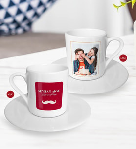 BK Gift Kişiye Özel Babalar Günü Hediyesi Fotoğraflı Türk Kahvesi Fincanı-60 (Beyaz)