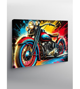 Kanvas Tablo Renkli Retro Motosiklet