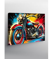 Kanvas Tablo Renkli Retro Motosiklet