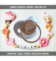 Sahi Aksesuar İsimli Bebek Emzik Zinciri ve Bebek Silikon Emzik