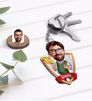 BK Gift Kişiye Özel İsimli Erkek Ressam Karikatürlü Ahşap Anahtarlık-1